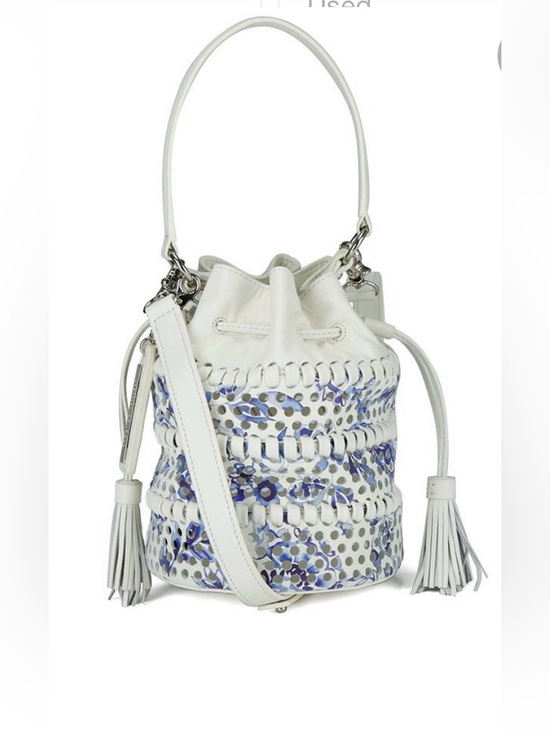 Loeffler Randall Handbags - Loeffler Randall Industry White and Blue Drawstring Bucket Bag